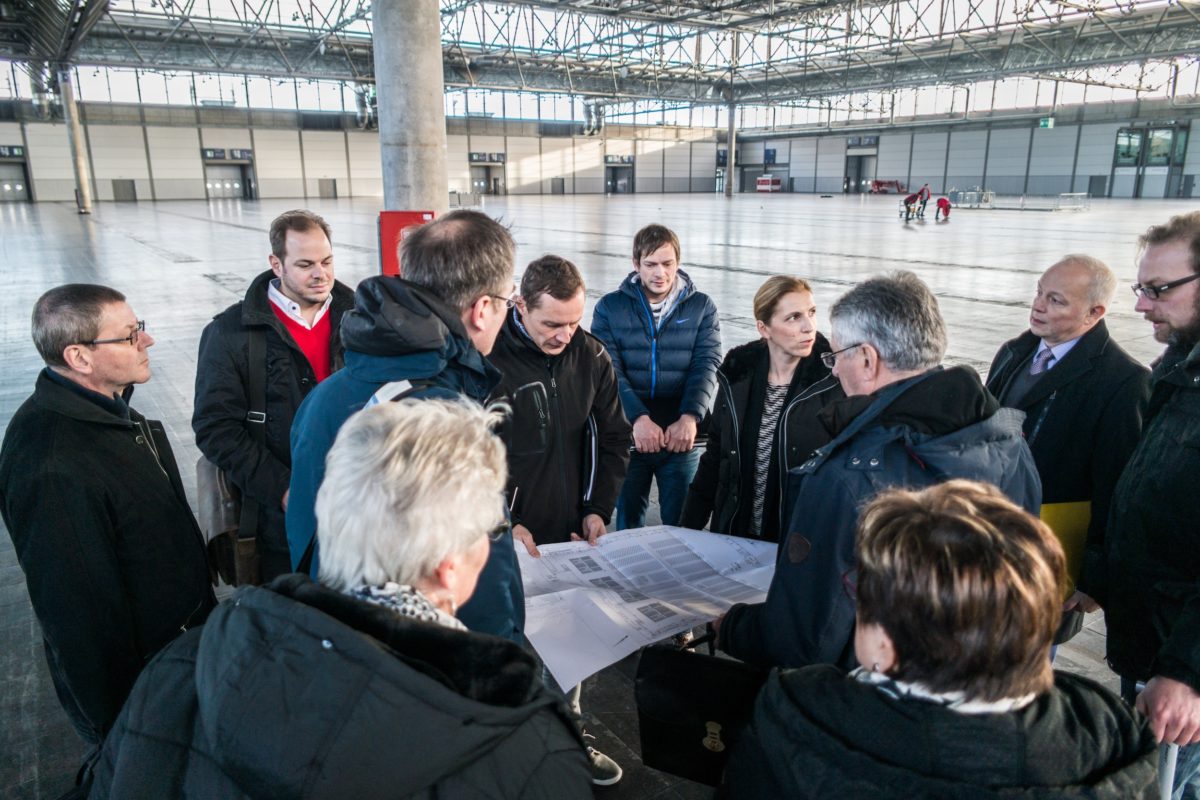 Eindrücke der Besichtigung der Messehalle 1 in Leipzig fürs Pop-Oratorium 2018